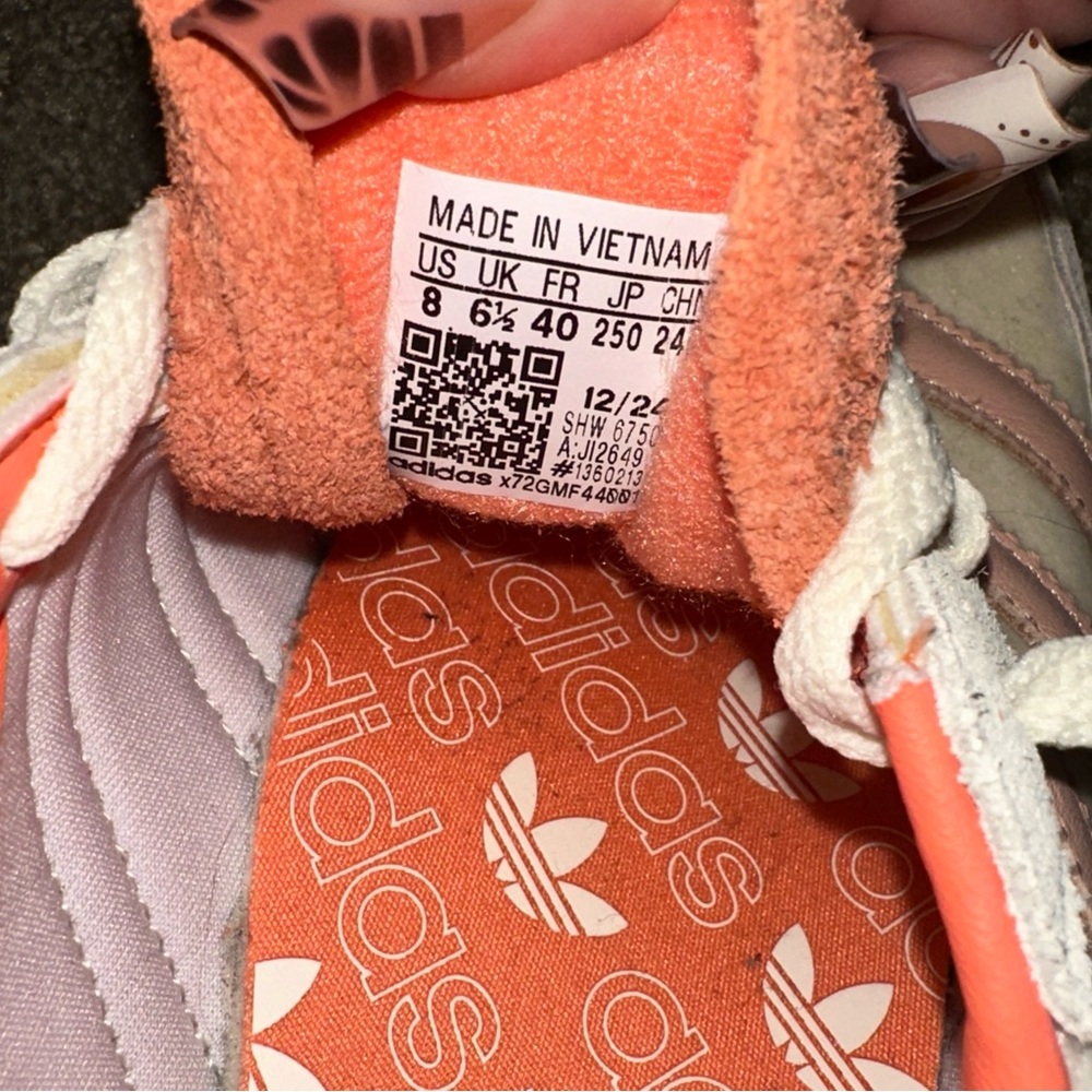 Adidas Peach and White Sneakers